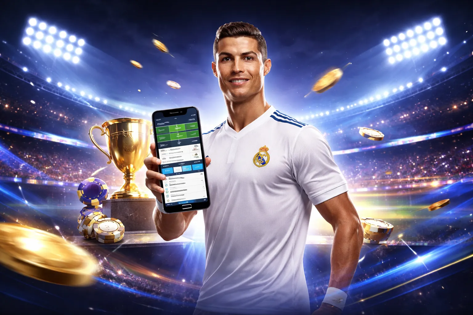 Sân vận động với ánh đèn rực rỡ và không khí cá cược sôi động của Betway Sportsbooks